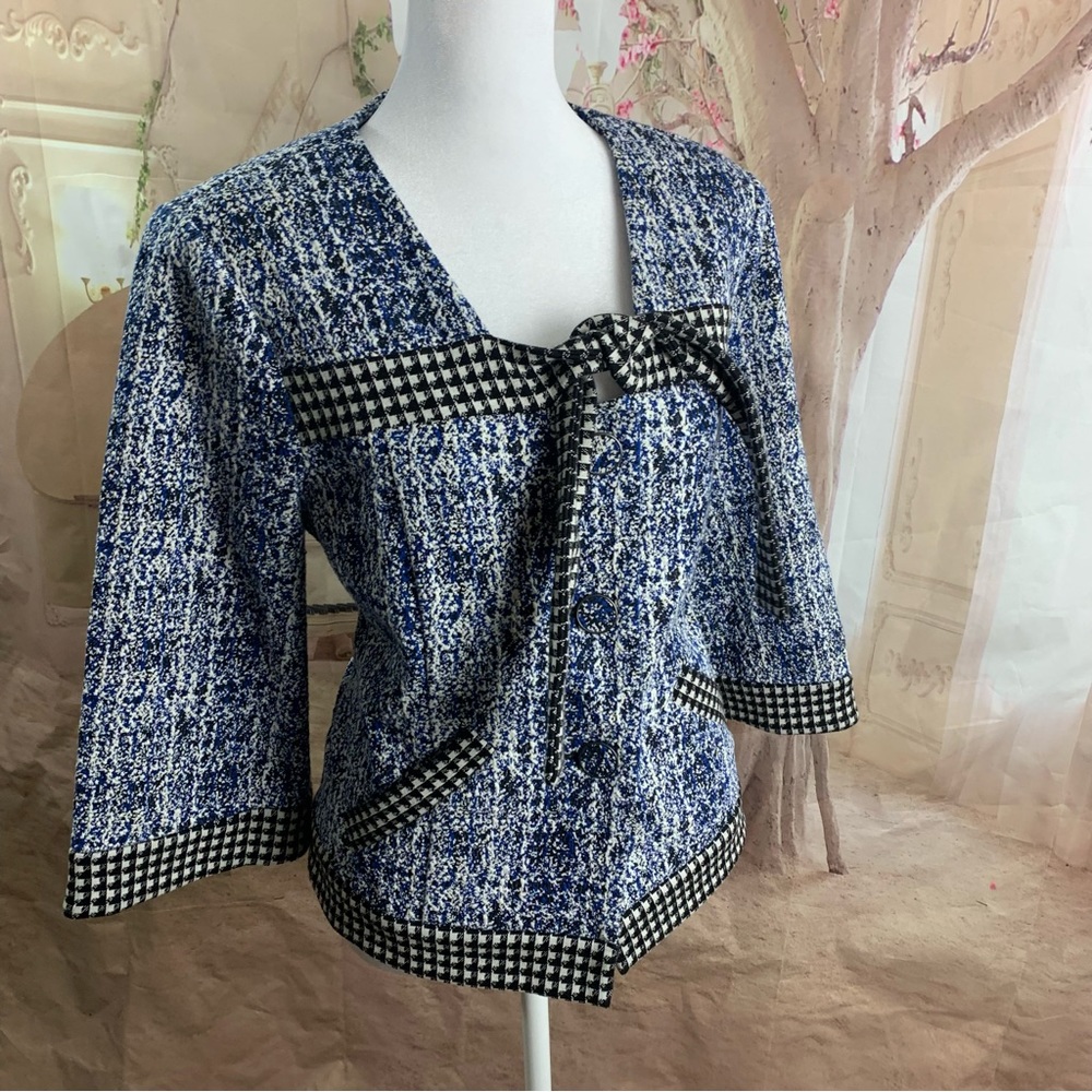 CAbi 21 Club Blue Black Tweed Jacket Blazer - Picture 6 of 10
